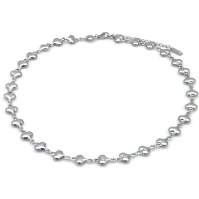 Afbeelding van Damesketting RVS Hartjes Zilverkleurig 40 45cm