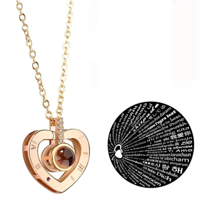 Afbeelding van Bixorp Friends BFF Ketting met &quot;I LOVE YOU&quot; in 100 talen! Goudkleurig Hartje Vriendschapsketting Meisjes Best Vriendschap Cadeau