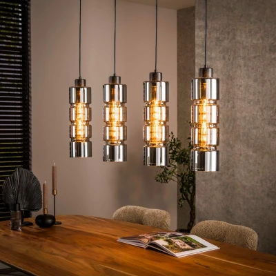Afbeelding van Fraaai Duncan hanglamp 4L cylinder Glas artic zwart