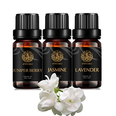 Afbeelding van 100% pure jasmijn, etherische olieset voor diffuser, 3 x 10 ml therapeutische kwaliteit lavendel olie kit massage, aromatherapie jeneverbes bessen set het maken van kaarsen