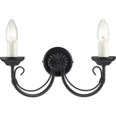 Afbeelding van Landelijke Wandlamp Steady Lighting Metaal Landelijk E14 L: 13.5cm Voor Binnen Woonkamer Eetkamer Zwart
