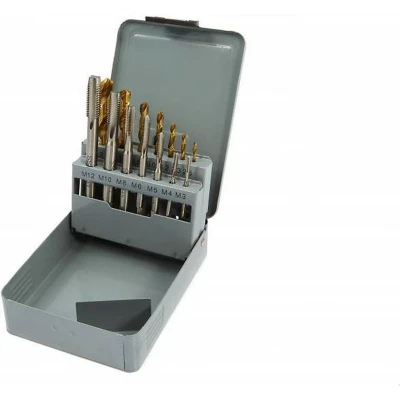 Afbeelding van HBM 7 Delige Tin Gecoate Machinetapset M3 12 Inclusief Boren