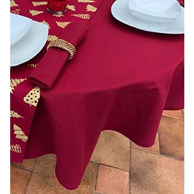 Afbeelding van 55x78&quot; WIJN CHRISTMAS OVAL TABLECLOTH (6 ZETER)
