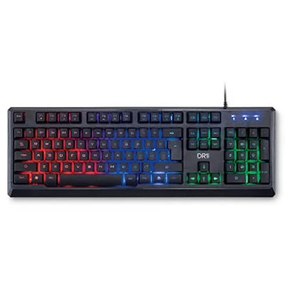Afbeelding van [Amazon Exclusive] DR1TECH Puma Gaming Toetsenbord Voor PC 104 Knoppen Met 6 Key Rollover USB Draad Ergonomisch En Verlicht Rainbow Keyboard (QWERTY US International)