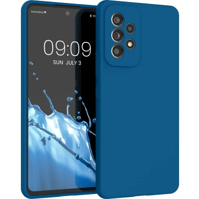Afbeelding van kwmobile telefoonhoesje geschikt voor Samsung Galaxy A53 5G Hoesje met siliconen coating Smartphone case in rifblauw