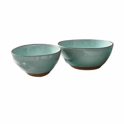Afbeelding van LOBERON Saladekom set van 2 Biarré turquoise