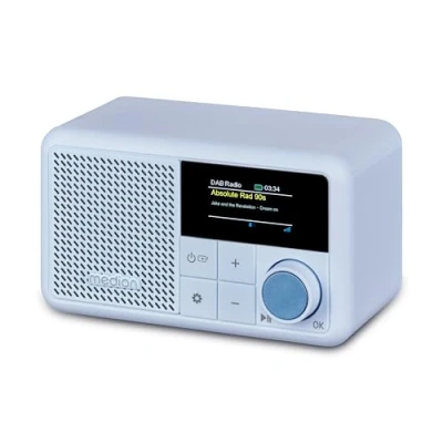 Afbeelding van MEDION S66822 Draagbare mini DAB+ radio met Bluetooth (oplaadbare batterij, dimbaar kleurenscherm, telescopische antenne, sleeptimer, wekker, sluimerstand, AUX, USB C) blauw