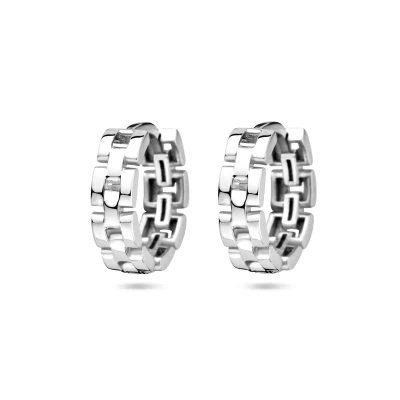 Afbeelding van Klapoorringen Schakelmotief zilver 4 x 13 mm