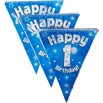 Afbeelding van OakTree Happy 1e Verjaardagsfeestgors, Folie, Blauw, 10 x 1 cm