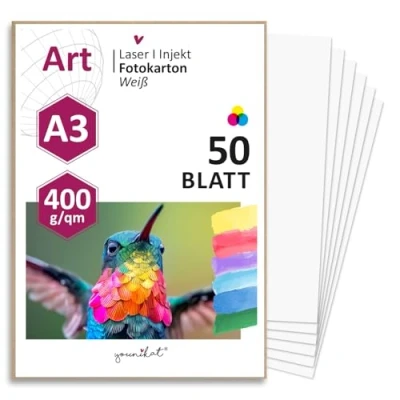 Afbeelding van dv_1007 Set van 50 blanco knutselkarton, DIN A3 400 g, doe het zelf om vorm te geven, schilderen en beschrijven, voor scrapbooking nog veel meer, wit