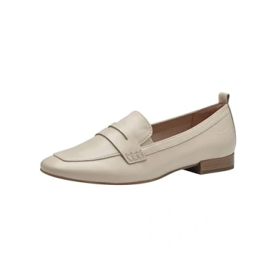 Afbeelding van Tamaris Comfort damesslippers van leer met blokhak, ivoor, 37 EU