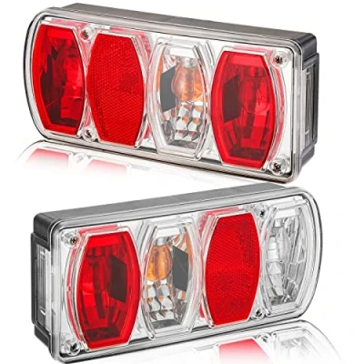 Afbeelding van DARKGUARD Achterlichtenset voor aanhanger, 12 V, E4, 7 functies, 2 stuks halogeen achterlicht, achterlichten met mistlampen, achteruitrijlicht, waterdicht, caravanlamp