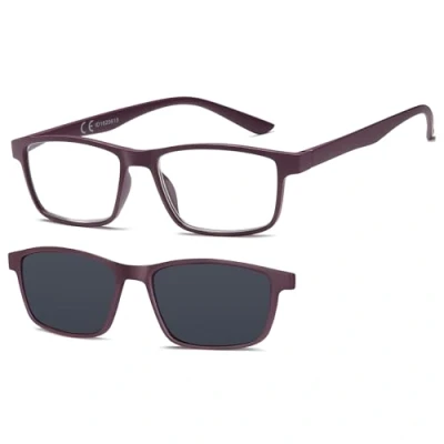 Afbeelding van Newvision® Leesbril met zonnebril, 100% UVA en UVB bescherming, gepolariseerde glazen voor leesbrillen dames heren, NV8126 (+2.00, violet)