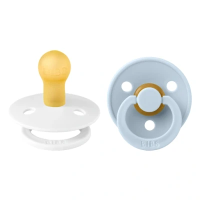 Afbeelding van BiBS Colour Pacifier Stage 1 Fopspeen 0+ maanden 2 stuks White / Baby Blue