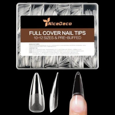 Afbeelding van Nicedeco Valse Nageltips Kunstnagels, 504 Stuks Stiletto Gel Nagels Lange Clear Soft Tips Full Cover Matte Afwerking Voorgevormde Zachte Extensies Volledige Bedekking 12 Maten Prevormdem, 016