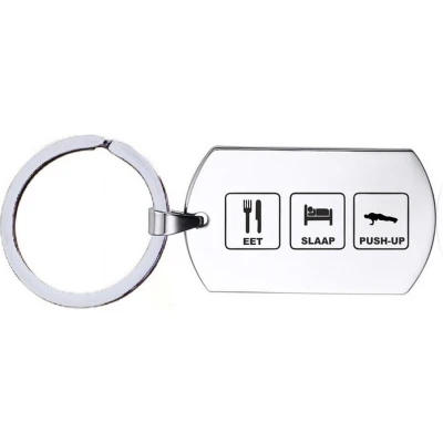 Afbeelding van Sleutelhanger RVS Eet Slaap Pushup