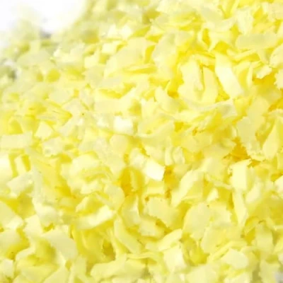 Afbeelding van Strooiselheld schnippel geel eetpapier vlokken strooisel voor het decoreren en van alle soorten gebak, zoals taarten, koekjes, suikerstrooisel