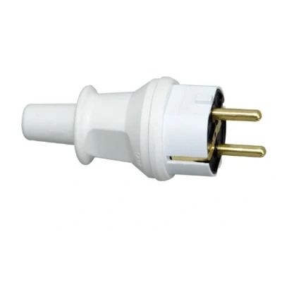 Afbeelding van Kopp stekker met randaarde pvc kort wit
