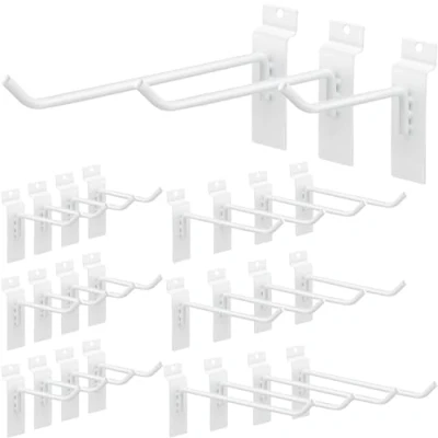 Afbeelding van KAHEIGN 24 stuks zware lamellenwandhaken, 10 cm/15 cm/20 cm stalen lamellen wandplankbeugels, lamellenwandpanelen haken pegboard gridwallhangers voor garage, opslag, winkel, detailhandel display (wit