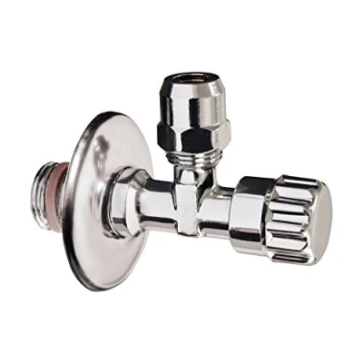 Afbeelding van Sanitop Wingenroth Hoekventiel voor wastafel en spoelbak, 3/8 inch, aansluitarmatuur, zelfdichtend, met knijpsprei lengtecompensatie, schuifrozet, verchroomd messing, 19059 6