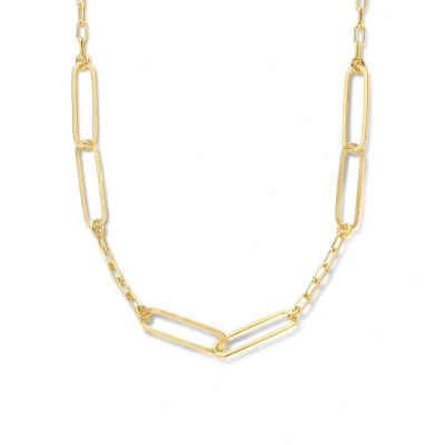 Afbeelding van zilver verguld (geel) collier paperclip plat 4,5 mm 41 + 5 cm 2103077 horloge Goudkleur 45