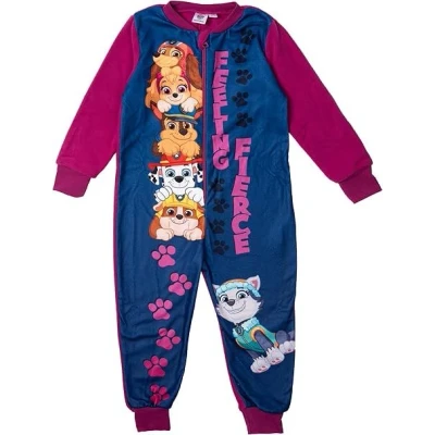 Afbeelding van United Labels Paw Patrol jumpsuit voor meisjes, blauw roze, overall lang, pyjama eendelig kinderen, roze/blauw, 110 116