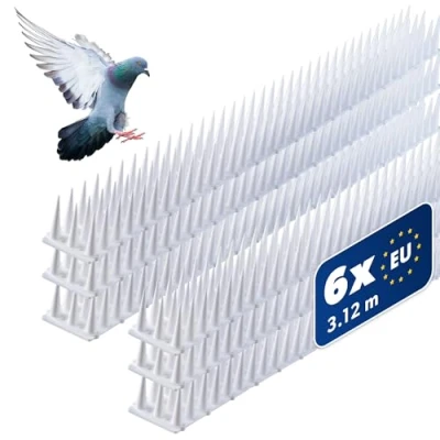 Afbeelding van KADAX Bird Defanda gemaakt van plaque, 52 x 4,5 cm, dierenverdediging, 3 rijen, kattenpieken, marts, duiven, dove, zakken, dak, duifverdediging, vogelbescherming (6, wit)