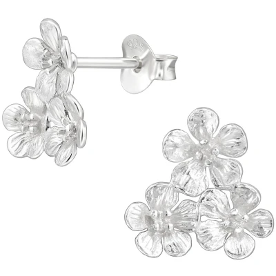 Afbeelding van JoyS Zilveren bloem oorbellen 12 mm 3 bloemen oorknoppen sterling zilver 925