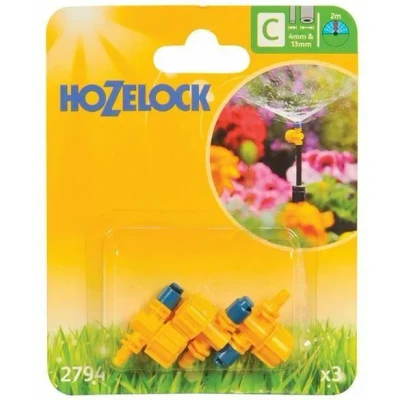 Afbeelding van Spuitmondstuk van Hozelock, 180 graden instelbare micro jets, 4/13 mm, 3 stuks.