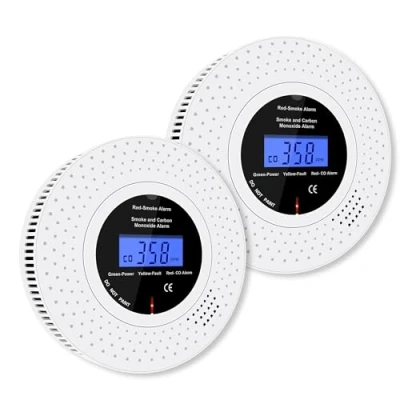 Afbeelding van Scondaor Gecombineerde rook en koolmonoxidemelder met lcd display, CO melder verwisselbare batterij, conform EN14604 EN50291 standaard gecertificeerd, set van 2