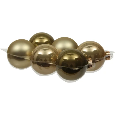 Afbeelding van Othmara Kerstballen 6 stuks glas lime goud/groen 8 cm