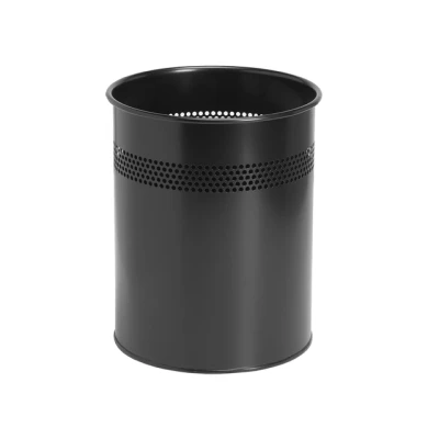 Afbeelding van BRASQ Prullenbak Metaal Kantoor/ Thuisgebruik Vuilnisbak Afvalemmer Papierbak Rond Prullenbakken Zwart 15 liter