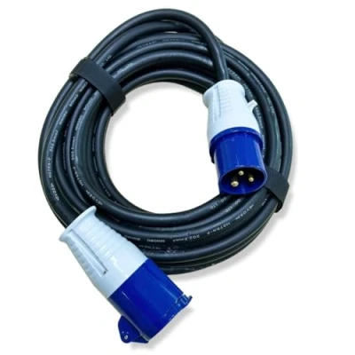 Afbeelding van IntuiFlex CEE campingkabelset, camping stroomkabel, H07RNF, 3G2,5, 3 x 2,5 mm, 230 V, 16 A, IP44 + 2 klittenbandsluitingen, verlengkabel, camper, stekker, koppeling, klittenband, kabel, 10 m
