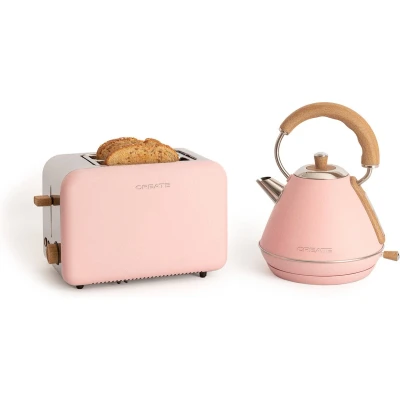 Afbeelding van CREATE PACK TOAST RETRO Broodrooster + KETEL M Waterkoker 1L Pastelroze