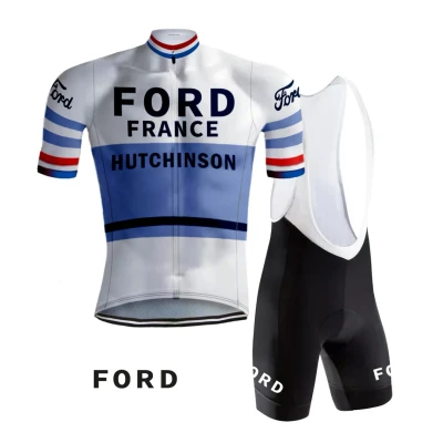 Afbeelding van Retro Wielertenue Ford Wit/Blauw REDTED XL