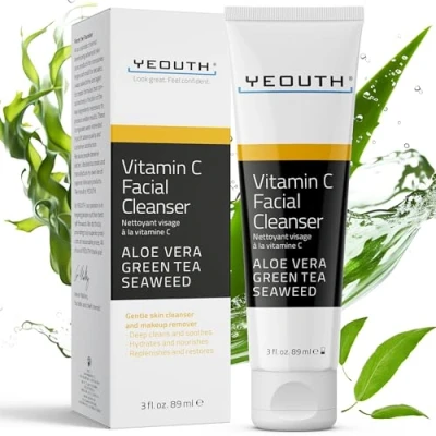 Afbeelding van YEOUTH Gezichtsreiniger met Vitamine C en Aloë Vera, Voor Pigmentvlekken, Olie Huid Doffe Huid, Hydraterende Gezichtsreiniger, Reinigende Gezichtsreiniging 89ml