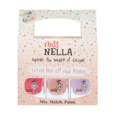 Afbeelding van Miss Nella Good Vibes: set van 3 peel off nagellak, geurloos, zonder water en behalve voor kinderen Sugar Hugs (roze), Abracadabra (roze) &amp; Butterfly Wings (lila)