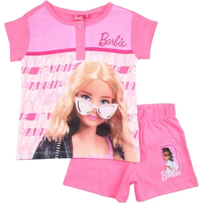 Afbeelding van Barbie shortama/pyjama fashion katoen roze maat 110