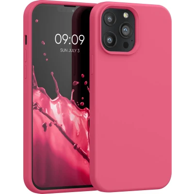 Afbeelding van kwmobile telefoonhoesje geschikt voor Apple iPhone 13 Pro Max Hoesje met siliconen coating Smartphone case in awesome pink