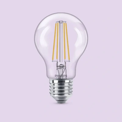 Afbeelding van Philips klassieke A60 LED lamp, 60 W, Helder, E27 fitting, Warm Wit 2700 K, set van 6 stuks