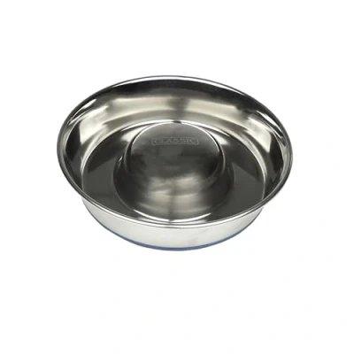 Afbeelding van Caldex Classic Voederbak, roestvrij staal, met antislip onderkant, voor langzamer eten, maat S, 19 cm