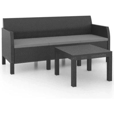 Afbeelding van vidaXL 2 delige Loungeset met kussens PP rattan antracietkleurig
