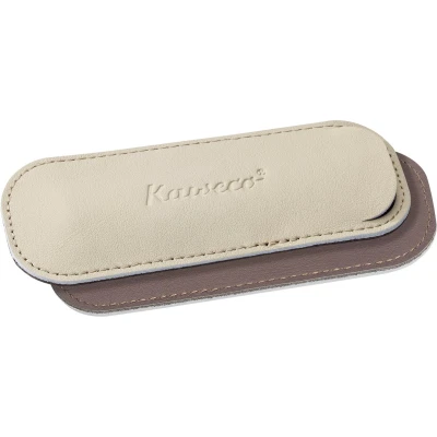 Afbeelding van Kaweco 2 delige lederen etui I pennen geschikt voor de Sport Serie Schrijbetui van echt leer met mooi reliëf chique &amp; klassiek pennenetui 12 x 4,6 cm in Creamy Espresso