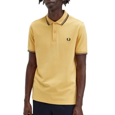 Afbeelding van Fred Perry Polo M3600 Geel P95 maat S heren met Slim fit Pasvorm Katoen Suitable Herenkleding Poloshirt