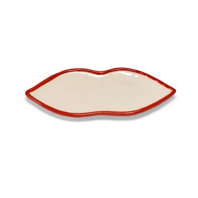 Afbeelding van Serax Wouters &amp; Hendrix Les Objets Mouleversants schaal M 22x10cm H1.5cm rood / wit