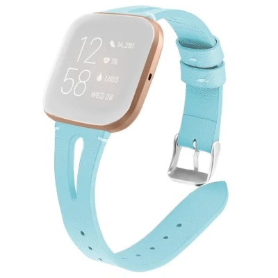Afbeelding van Fitbit Versa 1 / 2 &amp; Lite bandje TPU leer Blauw Kunstleer