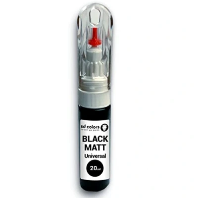 Afbeelding van SD COLORS TOUCH UP VERF PEN UNIVERSELE MAT ZWART 20 ml voor Reparatie Stone Chips Krassen Auto Moto Fietsen Lichtmetalen velgen