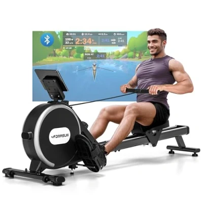 Afbeelding van DMASUN roeitoestel voor thuis, magnetisch met upgrade dubbele schuifrails, app verbinding, 16 weerstandsniveaus, lcd gegevensweergave, ideaal cardio training, belastbaar tot 160 kg