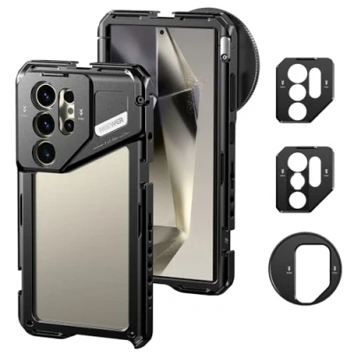 Afbeelding van NEEWER S24 Ultra Cage, Video Rig stabilisator smartphone met adapter filter 67 mm/achterplaat lens 17 mm/adapter T frame, compatibel Samsung Galaxy Moment serie, PA042