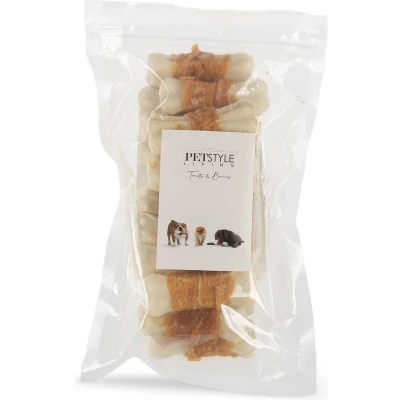 Afbeelding van Petstyle Living Geperst Bot Wit Met Kip 10 CM (20 STUKS)